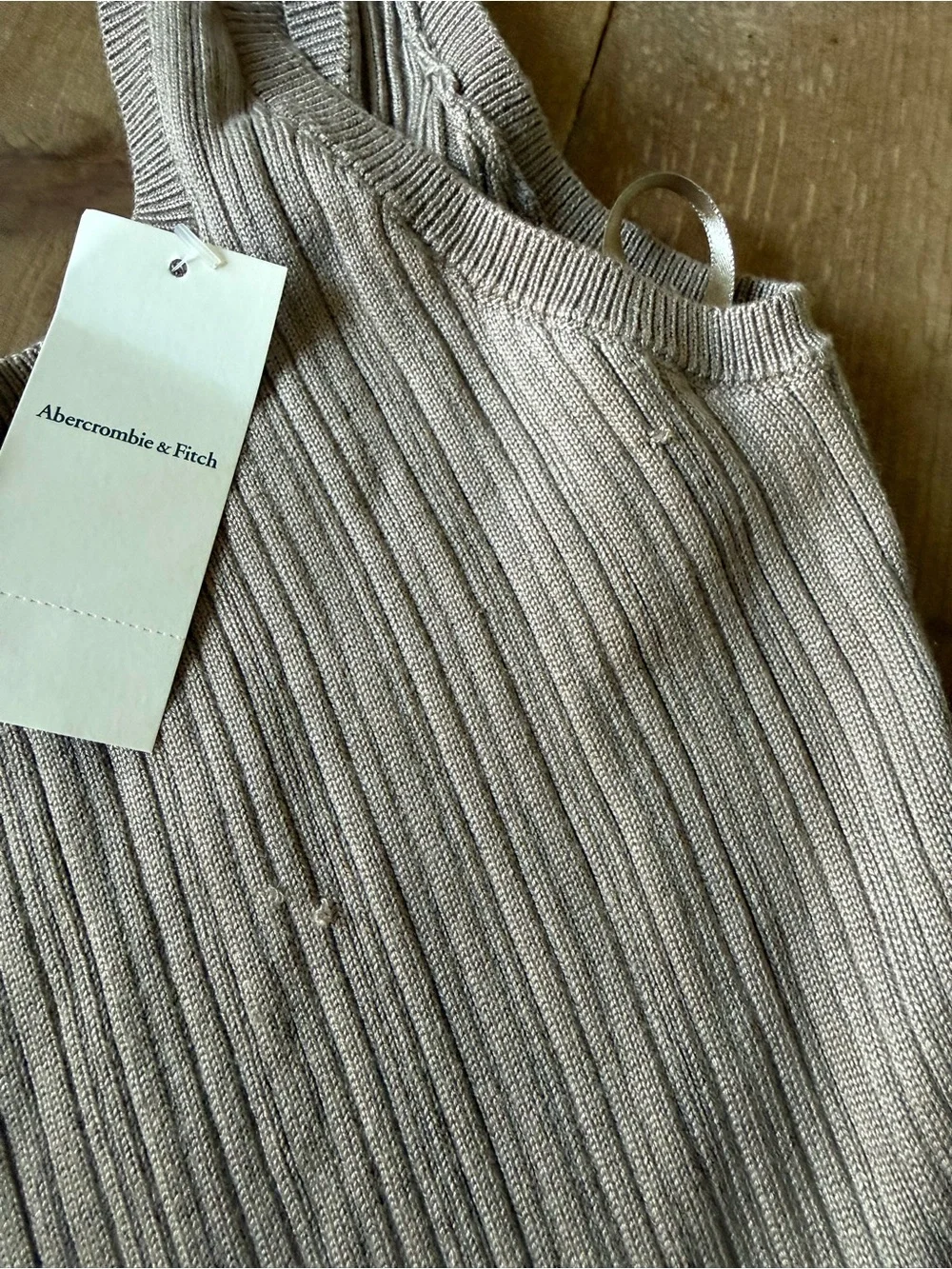 NWT Abercrombie & Fitch Ribbed Knit Midi Sweater Dress Taupe Beige Size Medium